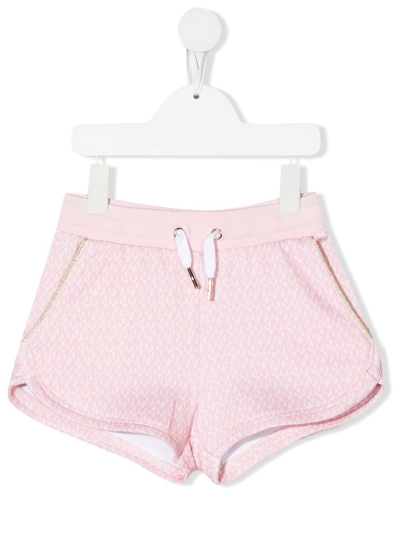 Michael Kors Kids' Monogram Drawstring Shorts In Pink