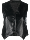Manokhi Harlow Cropped Leather Waistcoat In Black