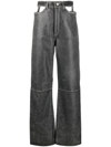 MANOKHI WIDE CUT-OUT LEATHER TROUSERS