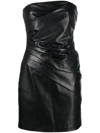 MANOKHI LEATHER STRAPLESS MINI DRESS