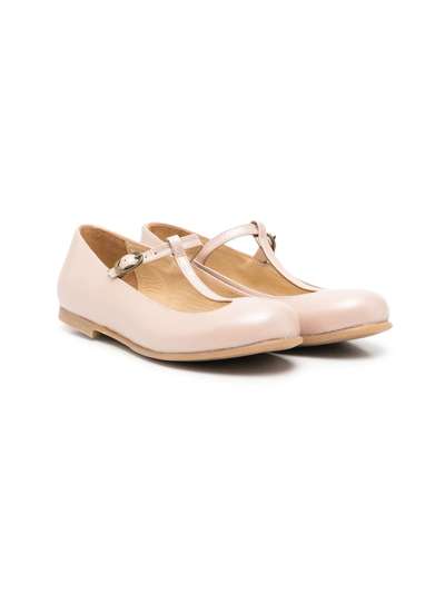 Douuod Kids' Buckle Leather Ballerina Flats In Neutrals