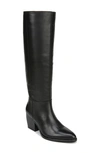 Naturalizer Fae Wide Calf Pointed Toe Knee High Western Boots In Black Leather