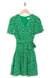 Eliza J V-neck Flutter Sleeve Fit & Flare Dress In Green