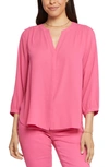 Nydj High/low Crepe Blouse In Pink Peony
