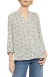 Nydj High/low Crepe Blouse In Dune Flower