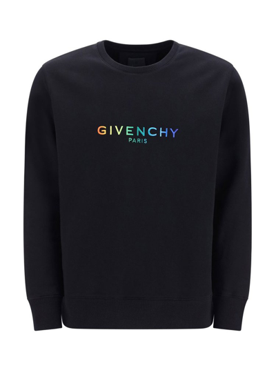 Givenchy Multicolour Logo Crew-neck Sweatshirt In Black