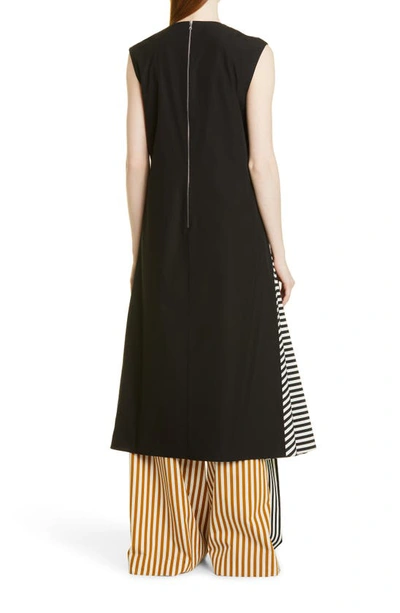 Partow Blaise Belted Striped Cotton-poplin Midi Dress In Black Combo