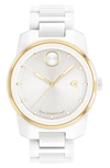 MOVADO BOLD VERSO CERAMIC BRACELET WATCH, 42MM