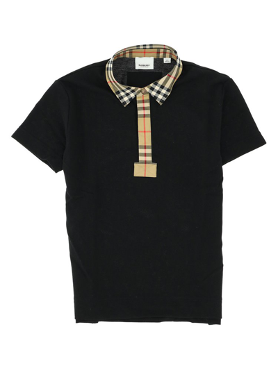 Burberry Kids Vintage Check Printed Polo Shirt In Black
