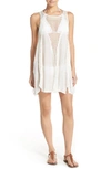 Elan Crochet Inset Cover-up Dress In White