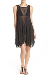 Elan Crochet Inset Cover-up Dress In Black