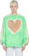 Acne Studios Fyre Couer Tie Dye Cotton Sweatshirt In Ah3/green/brown