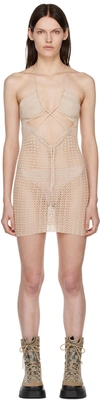 Misbhv Beige Cotton Mini Dress In Nude