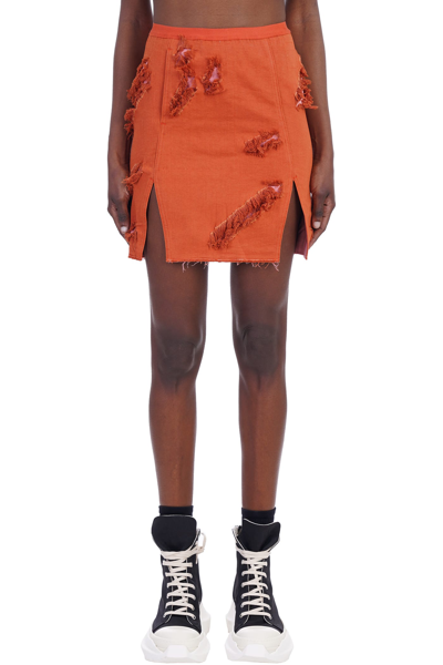Drkshdw Sacrimini Skirt In Orange Denim