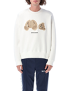 Palm Angels Bear Embroidered Boxy-fit Cotton-jersey Sweatshirt In White