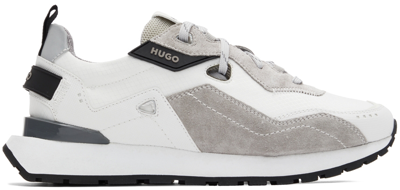 Hugo White & Gray Cubite Running Sneakers In 120 Open White