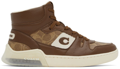Coach Men's Citysole Signature Canvas & Leather High-top Sneakers In Saddle