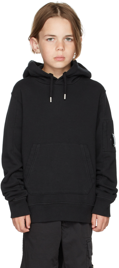 C.p. Company Kids Black Basic Hoodie In 999 Black