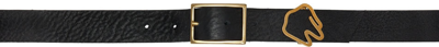 In Gold We Trust Paris Black Leather Logo Belt