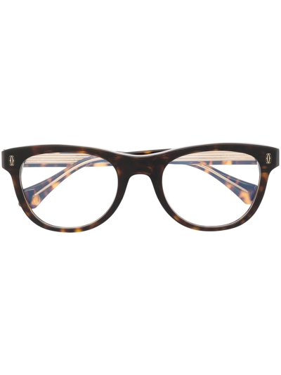 Cartier Tortoise-shell Round-frame Glasses In Brown