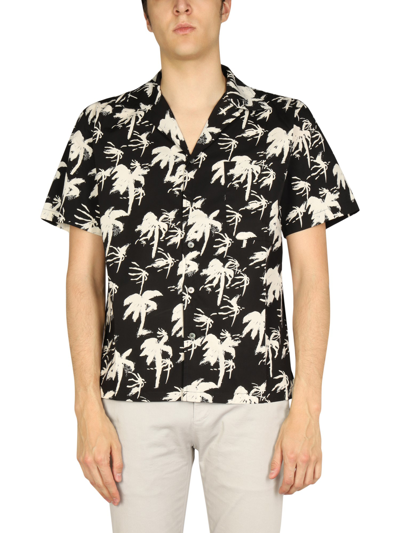 Department Five Department 5 Black Short Sleeved Shirt With Palms In Multicolor