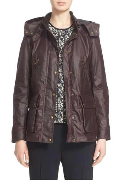 Belstaff 'tourmaster' Hooded Waxed Cotton Jacket In Rosewood