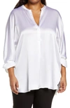 Vince Silk Banded Collar Blouse In Optic White