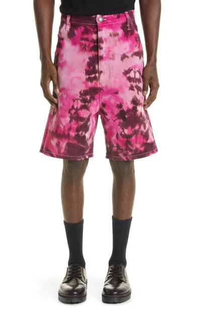 Ami Alexandre Mattiussi Ami Paris Tie-dye Denim Bermuda Shorts In Pink