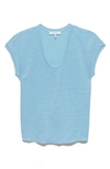 Frame Easy Scoop Neck Organic Linen T-shirt In Cloud Blue