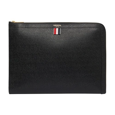 Thom Browne Pebble Leather Credit Card Holder In Black