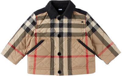 Burberry Babies' Renfred Check-print Quilted Jacket 3-14 Years In Beige