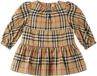 Burberry Baby Beige Check Dress In Archive Beige Ip Chk
