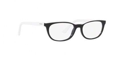 Prada Demo Oval Ladies Eyeglasses Pr 13vv Yc41o1 51 In Black,white