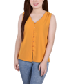 Ny Collection Plus Size Sleeveless Button-front Blouse In Golden Glow