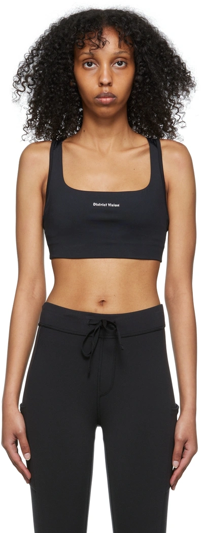 District Vision Citta Printed Recycled Stretch Sports Bra In Schwarz