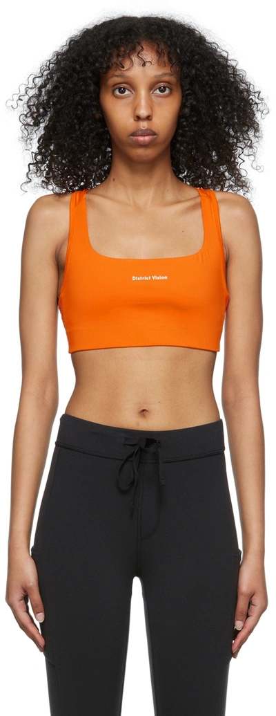 District Vision Citta Printed Neon Recycled Stretch Sports Bra In Orange