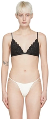 Fleur Du Mal Charlotte Floral-lace Triangle Bra In 0100 Black
