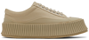 JIL SANDER BEIGE CANVAS PLATFORM SNEAKERS