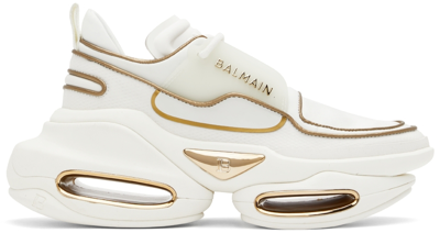 Balmain Leather And Neoprene B-bold Low-top Sneakers In Blanc Or