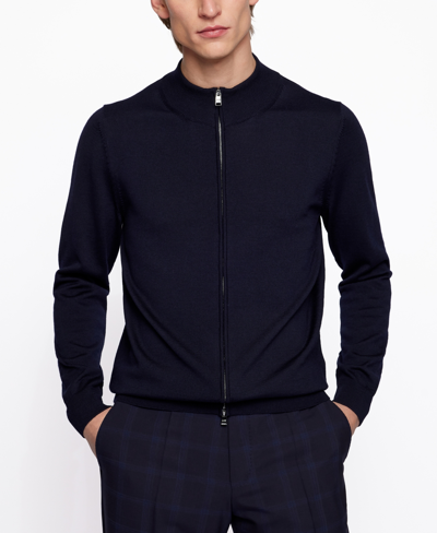 Hugo Boss Boss Men's Regular-fit Cardigan In Dark Blue