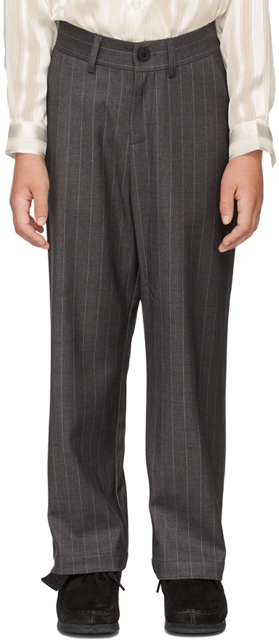 Boysmans Babies' Kids Gray Striped Trousers In Charcoal