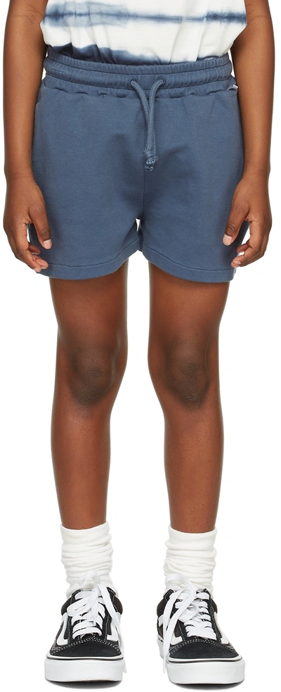 Repose Ams Kids Navy Organic Cotton Shorts In Dark Heather Blue