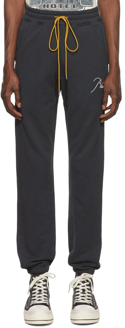 Rhude Black Cotton Lounge Trousers In Grey