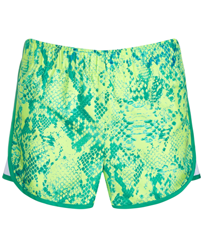 Id Ideology Kids' Big Girls Bold Python-print Shorts, Created For Macy's In Lime Peel