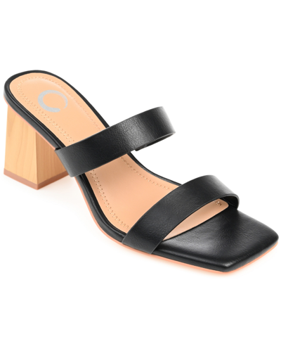 Journee Collection Women's Nolla Square Toe Sandals In Black
