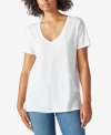 Lucky Brand Classic V-neck Cotton Blend T-shirt In Bright White