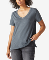 Lucky Brand Classic V-neck Cotton Blend T-shirt In Asphalt