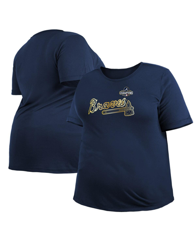 New Era Women's  Navy Atlanta Braves 2022 Gold Program Plus Size T-shirt