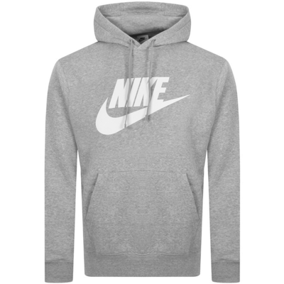 Nike Swoosh Logo Hoodie Grey In Dark Grey Heather/white