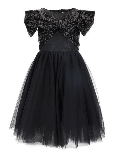 Monnalisa Kids'   Angel Brocade Dress In Black